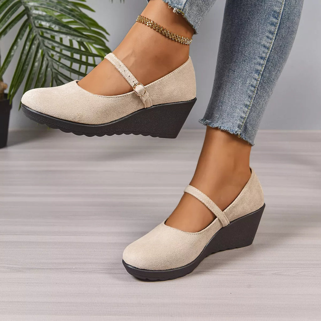 Women's Loafers Faux Suede Round Toe Wedge High Heels Shoes 147b9042c8b5455aadd8f9d6732f91f8-Max-Origin Trendsi