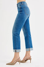 RISEN Women's Jeans Boyfriend Fit Ankle High Rise Raw Hem Denim 147ca13d06564b428b7c748cb4b516df-Max-Origin Trendsi
