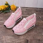 Floral Lace Breathable Slip-On Shoes Women Casual Lightweight Flats