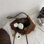 Women's Casual Shoulder Bag Buckle Drawstring Soft Matte Medium Handbags