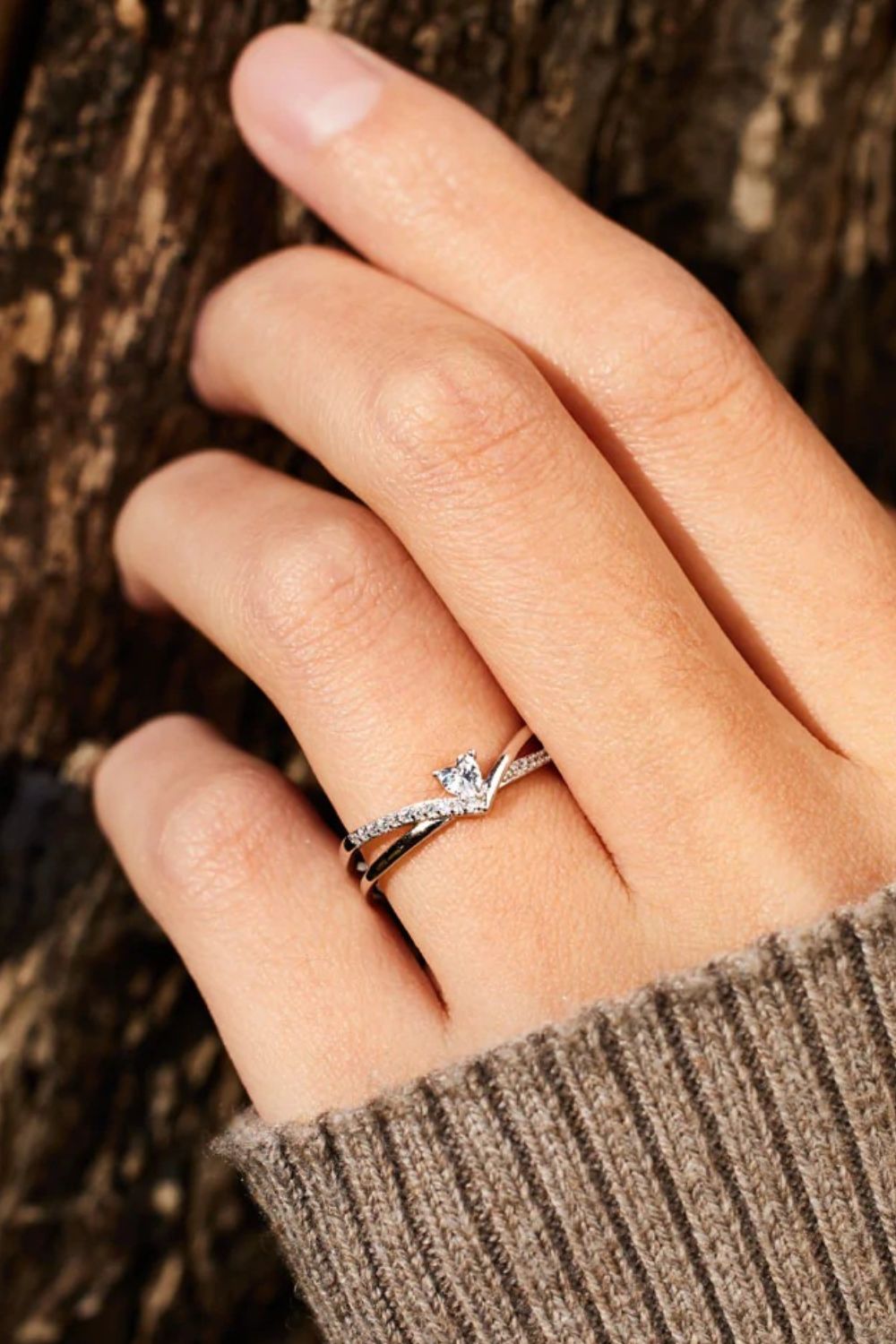 Inlaid Zircon Heart Open Ring 925 Sterling silver Adjustable Jewelry Silver 7 14f104fd-86f3-4014-ac4a-03a7cfdccc3b-Max Trendsi