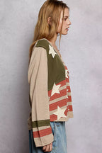 POL Womens T-Shirt Double Gauze American Flag Patch V-Neck Long Sleeve 15316b2f-8ee3-4ed8-94fa-d76a21a33f42-Max-Origin Trendsi