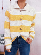 Women's Cardigan Striped Button-Up Cozy Soft Long Sleeve 154f34fd003c4cfa8488b7a75d6f39d8-Max-Origin Trendsi
