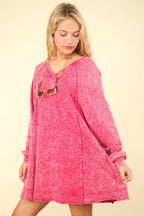 Mini Dress Pink VERY J Mineral Washed Oversized A-Line 15633196-6549-4a8b-b7d2-b4b7a333d57e-Max Trendsi