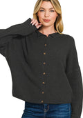 Zenana Collared Button Down Cardigan Sweater