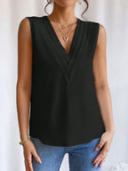 Cami Tank Top Women's V-Neck Pleated Sleeveless Elegant Blouse 157e021b-be46-4aad-8435-df4b92ada505-Max-Origin Trendsi