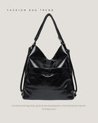 Women's Casual Tote Handbags Pu Leather Zipper Outer Pockets Backpack Crossbody