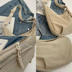 Lightweight Nylon Crossbody Bag Beige Casual Sports Hobos Dumpling Bag Women's