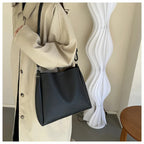Women's Casual Shoulder Bag Simple PU Leather Knot Straps Black Handbags