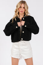 Bytos USA Denim Jacket Black Cropped Women Cotton with Patch Pockets 15dd157e-defd-41b9-83d6-73fce7fe7a01-Max Trendsi