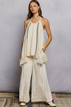 POL Blouse Beige Lace Ruffle Halter Neck Double Gauze Top with Crochet Patch 15e10bad-8ebc-469f-8ed9-5e8552561f12-Max-Origin Trendsi
