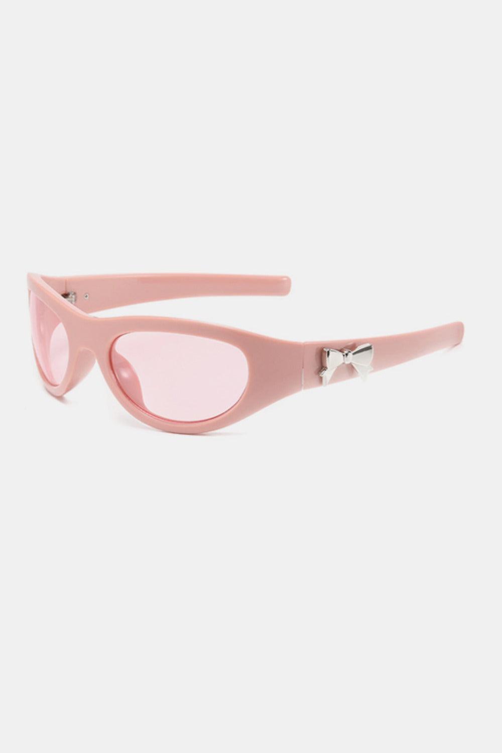 Cat-Eye Sunglasses Bow Polycarbonate Frame Eyewear Dusty Pink One Size