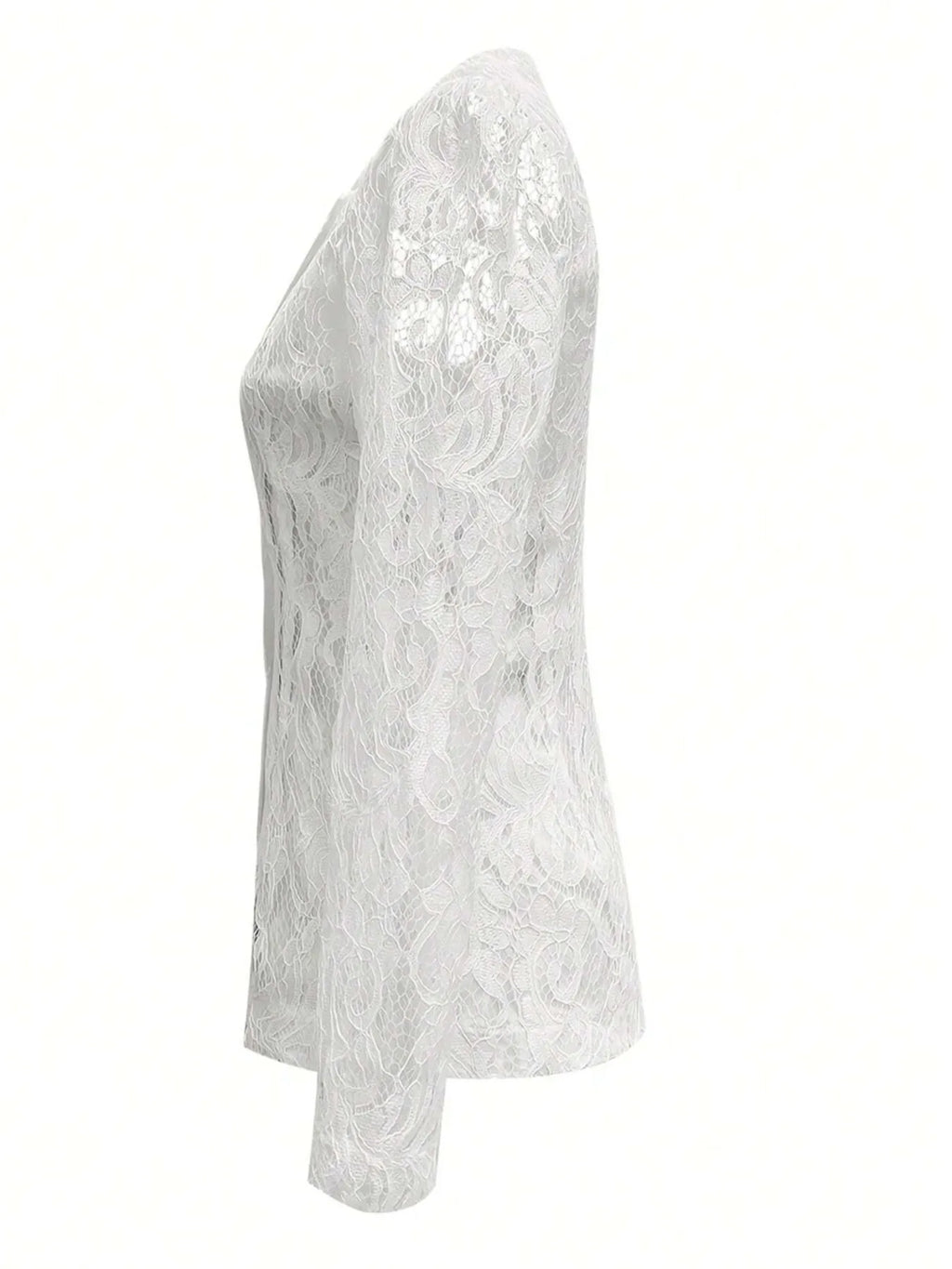 Women's Blazer White Floral Pattern Lace Single-Breasted Long Sleeve 1607e099aa284338818402cbc8f8ab3d-Max-Origin Trendsi