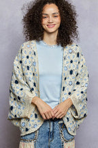 POL Crochet Cardigan Blue Multi Open Front Floral Pattern BLUE MULTI One Size 163e27c7-6bba-4223-b400-386511a20ce6-Max-Origin Trendsi