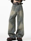Men's Full-Size Washed Wide-Leg Jeans in Plus Sizes