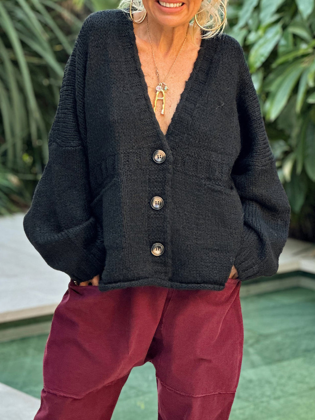 Women Cardigan Soft Acrylic Pocketed V-Neck Loose Button Up Long Sleeve 1646b464-9b46-49cf-b2c5-7e2af8a1efab-Max Trendsi