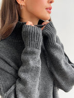 Outfit Set Women Knit Slit Turtleneck Sweater Long Sleeve and Pants 2 Pcs 1646c988-7769-4e0c-be43-943b416f98da-Max Trendsi