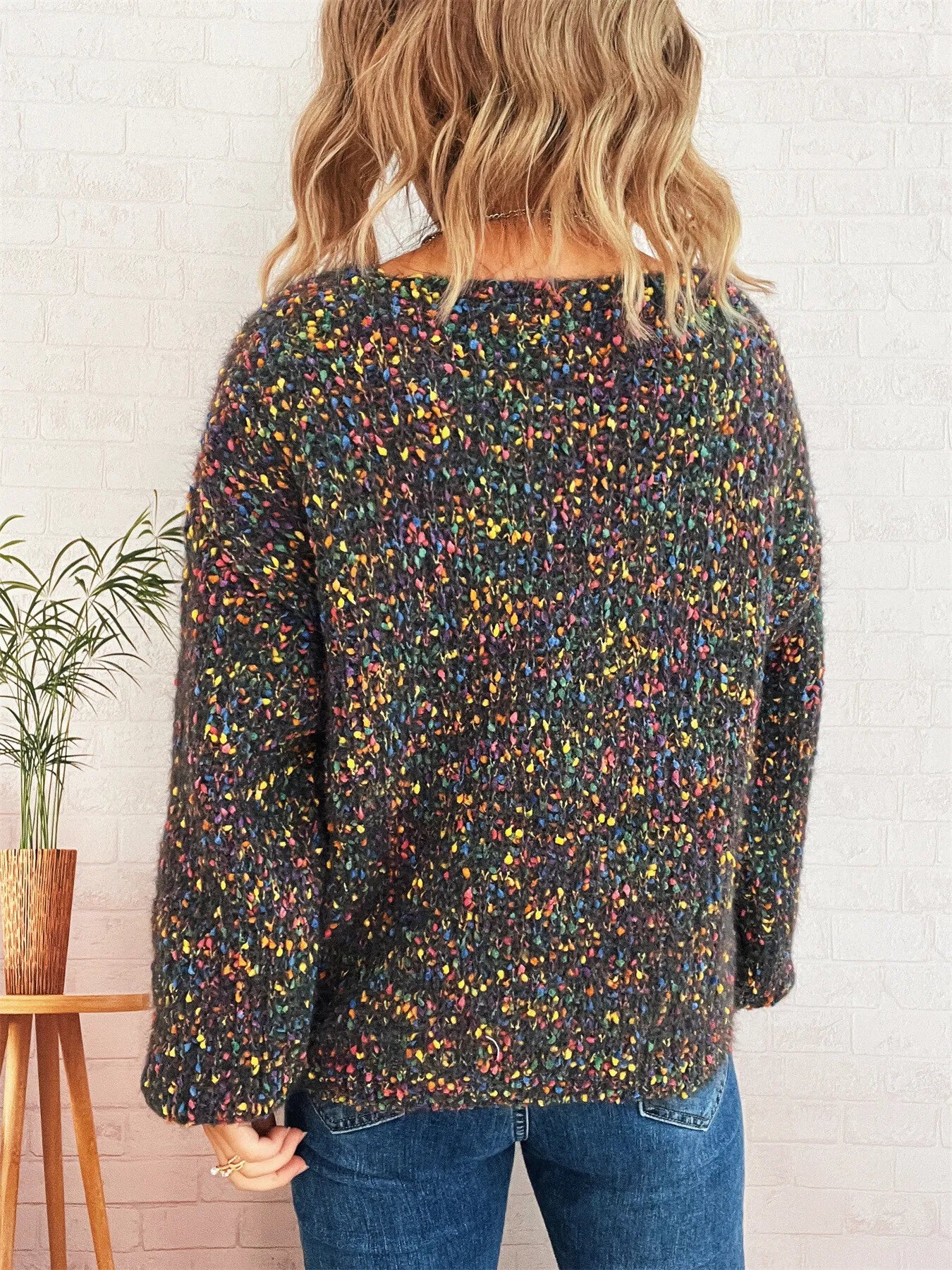 Women's Sweater Colorful Knit Oversized Long Sleeve Pullover 1687b2fd6f9341be93ddf10d9ed454af-Max-Origin Trendsi