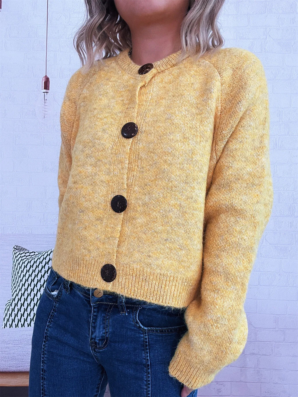 Women's Cardigan Button-Up Raglan Sleeve Casual Knit Top 1699e856f43f414c8b92ef74f1445325-Max-Origin Trendsi