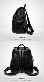 Women's Backpack Flap Soft Pu Leather Medium Fashionable Travel Shoulder Bag
