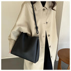 Women's Casual Shoulder Bag Simple PU Leather Knot Straps Black Handbags