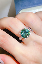 Ring 5 Carat Moissanite Dark Green Stone 925 Sterling Silver Platinum-plated 16ba0e34-7426-4a51-abe7-a394bf9b4017-Max Trendsi