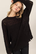 HYFVE Knit Women Sweater Black Distressed Long Sleeve Knit Top Black 16bc034e-8617-4976-8265-15460748eb23-Max Trendsi