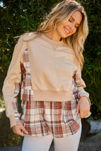 And The Why Sweatshirt USA Stock Double Layered Plaid Contrast Long Sleeve Top 16bf6f20-4b01-446b-ae17-9c4aa3bc8800-Max Trendsi