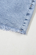 Denim Shorts Rhinestone Light Wash Raw Hem High Waist 16d51f56-a71d-4dd8-bad4-1b8bbd713605-Max-Origin Trendsi