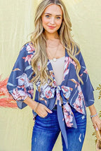 And The Why Floral Print Top Front Bow Tie Knot Dolman Sleeves 1711e60b6b51455198cd47b7b858794a-Max-Origin Trendsi