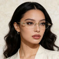 Lightweight Rimless Glasses with Metal Frame and Polycarbonate Lenses, One Size - Resin Components