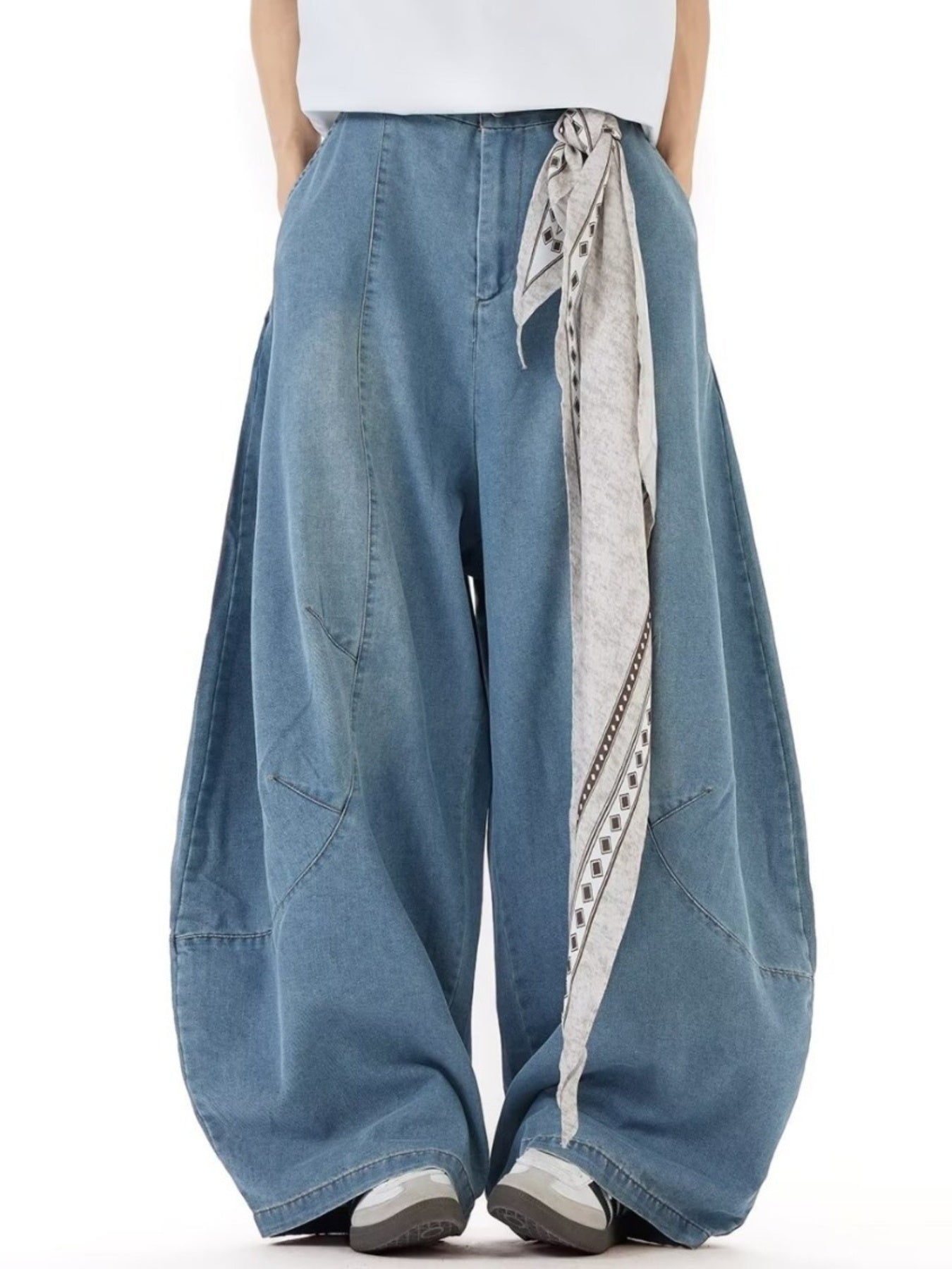 Men's Plus Size Wide Leg Jeans with Full Wash Finish
