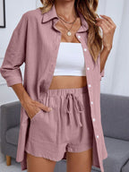 Casual Button-Up Shirt and Shorts Set for Comfortable Everyday Wear