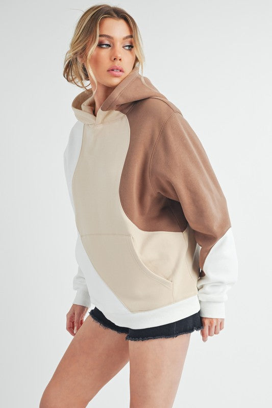 Aemi + Co Hoodie Sand Color Block with Kangaroo Pocket Long Sleeve 179ff118-0fc6-4a81-bc89-0b6563547719-Max Trendsi