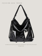 Women's Casual Tote Handbags Pu Leather Zipper Outer Pockets Backpack Crossbody