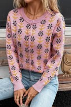 Women's Knit Cardigan Floral Button-Up Long Sleeve Knitwear 17a10d3d-0e9a-474b-a1dc-7baf56e801cb-Max-Origin Trendsi