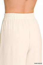 Zenana Woven Airflow Elastic Waistband Pants