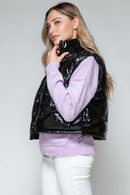 Shiny Quilted Vest Snobbish Zip Up Turtleneck Sleeveless Outwear 17d3f242-3b6d-448a-beae-03e3833f2d59-Max Trendsi