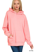 Zenana Hoodie Pink Oversized Scuba with Kangaroo Pocket Long Sleeve DK PINK 17f56f2f848147f592803fb0ddfc13e2-Max-Origin Trendsi