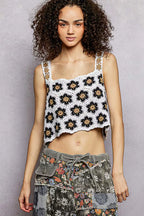 POL Cropped Cami Handmade Crochet Floral Square Neck Ivory Black Top 1824b971-63a4-49e1-9495-8d701958829b-Max-Origin Trendsi