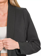 Zenana Women's Blazer Black Woven Long Sleeve With Lining 18322b51-82a1-4e28-80db-26e44256fd14-Max-Origin Trendsi