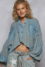 POL Cropped Jacket Hooded Blue Contrast with Raw Edge Detail Oversized CORNFLOWERBLUE 183cc32e-eccb-4cd6-b1f7-daba69defa7c-Max-Origin Trendsi