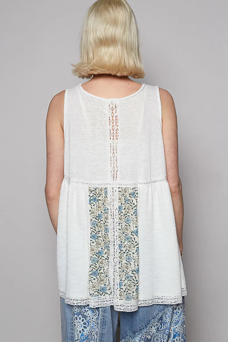 POL Tank Top Off White V Neck Sleeveless with Lace Detail Blouse 18472c9c-e30f-460f-b2a5-cfd0ce06a875-Max-Origin Trendsi