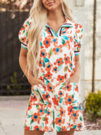Mini Floral Dress Contrast Trim Split Neck Puff Short Sleeve Tiered 18475e7c-b337-404c-937d-3ec7d5183bf4-Max-Origin Trendsi