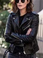Women's Pu Leather Motorcycle Biker Jacket Zip Up Pocketed Outwear 184dc8a58cfa495c805eef51e246353d-Max-Origin Trendsi