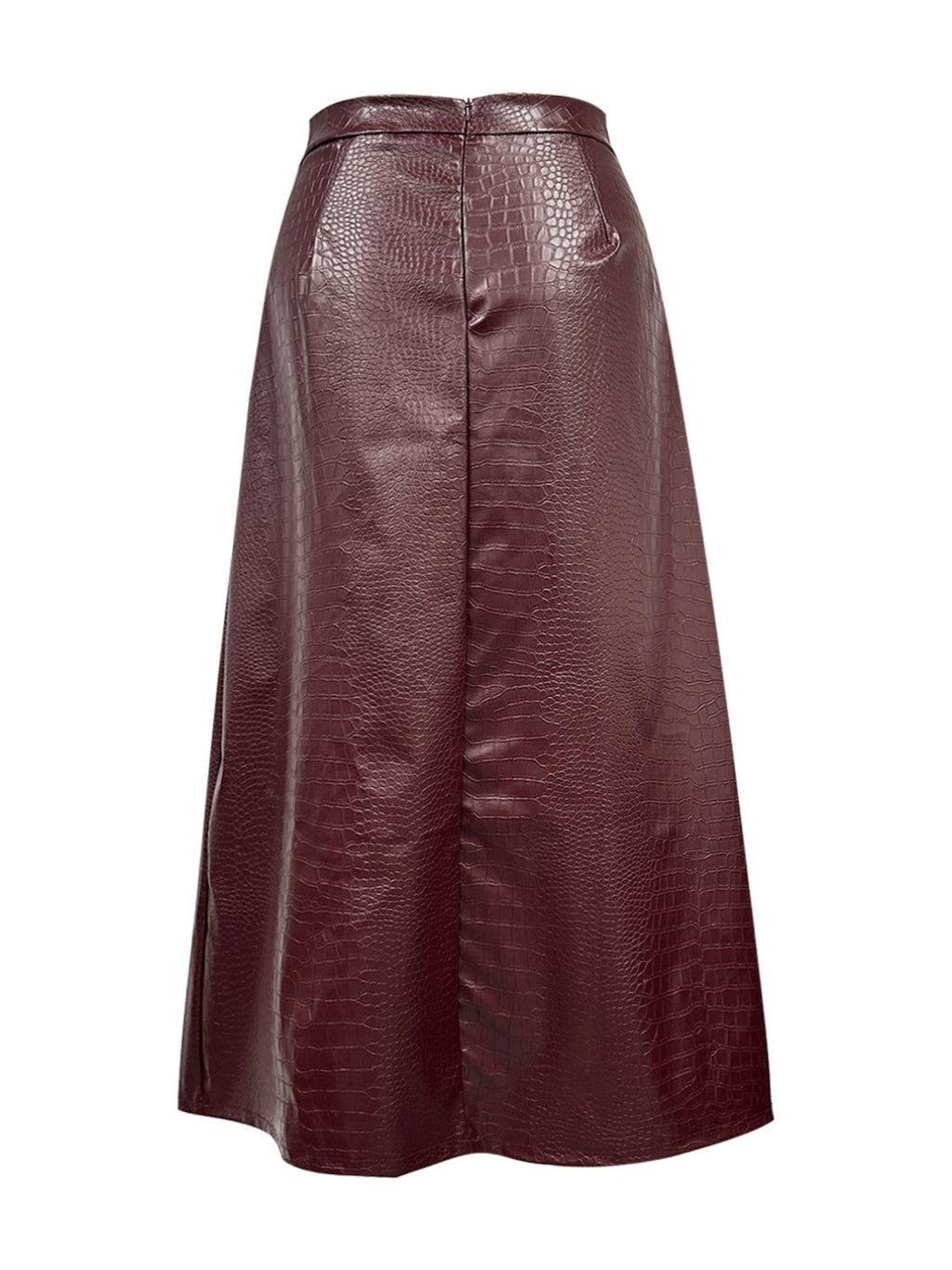 Midi Skirt Faux Leather Croco Pattern High Waist Back Zipper Skirts 18748573-322e-43ba-8bac-20f2f342be1a-Max Trendsi
