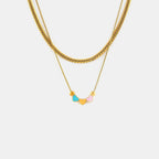 18K Gold-Plated Heart Necklace Chain Double Layered Drip Oil 187f97b9-5e03-4a58-8995-5ce434f7412e-Max Trendsi