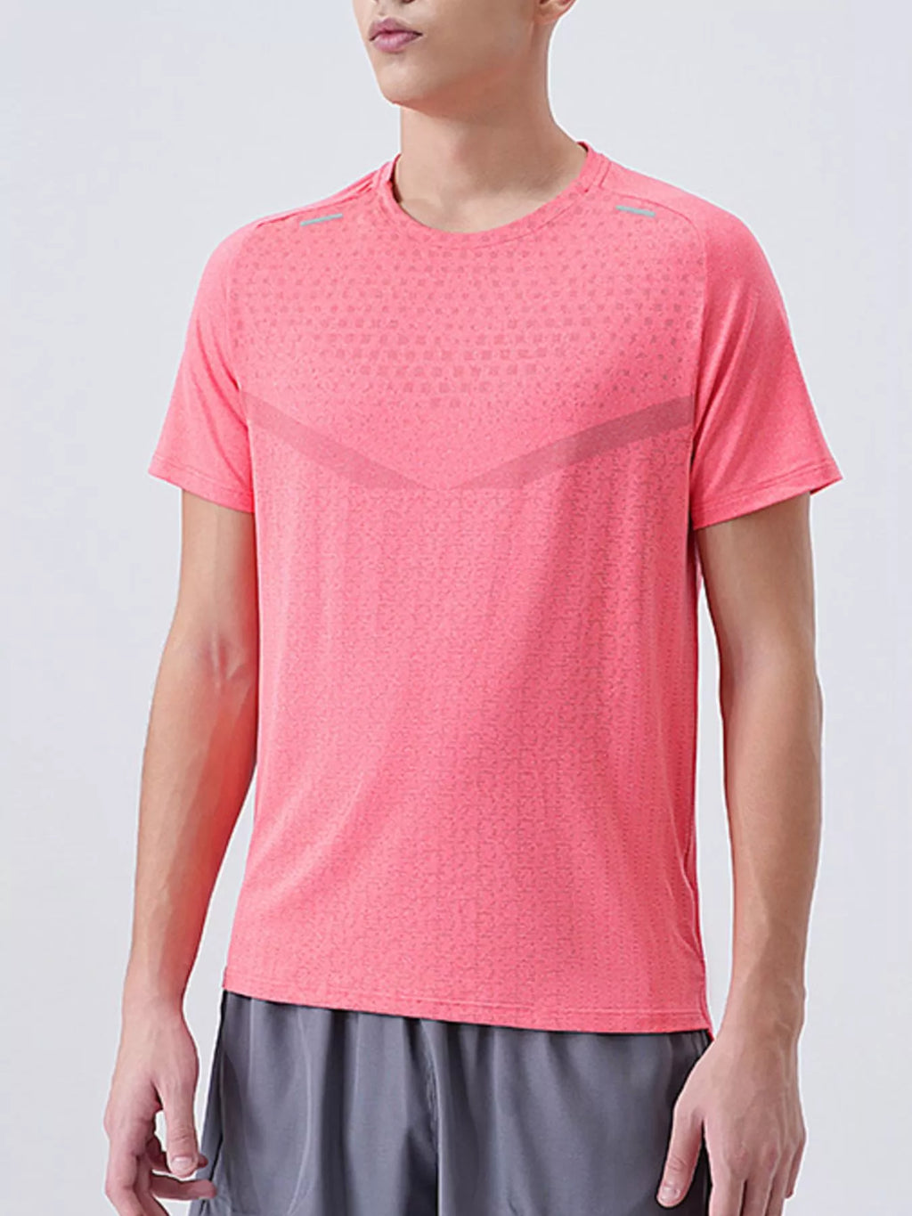 Men's T-Shirt Active Wear Top Breathable Quick-Dry Short Sleeve Plus Sizes Burnt Coral 18815de0-f58f-4a91-8843-a50950019473-Max-Origin Trendsi