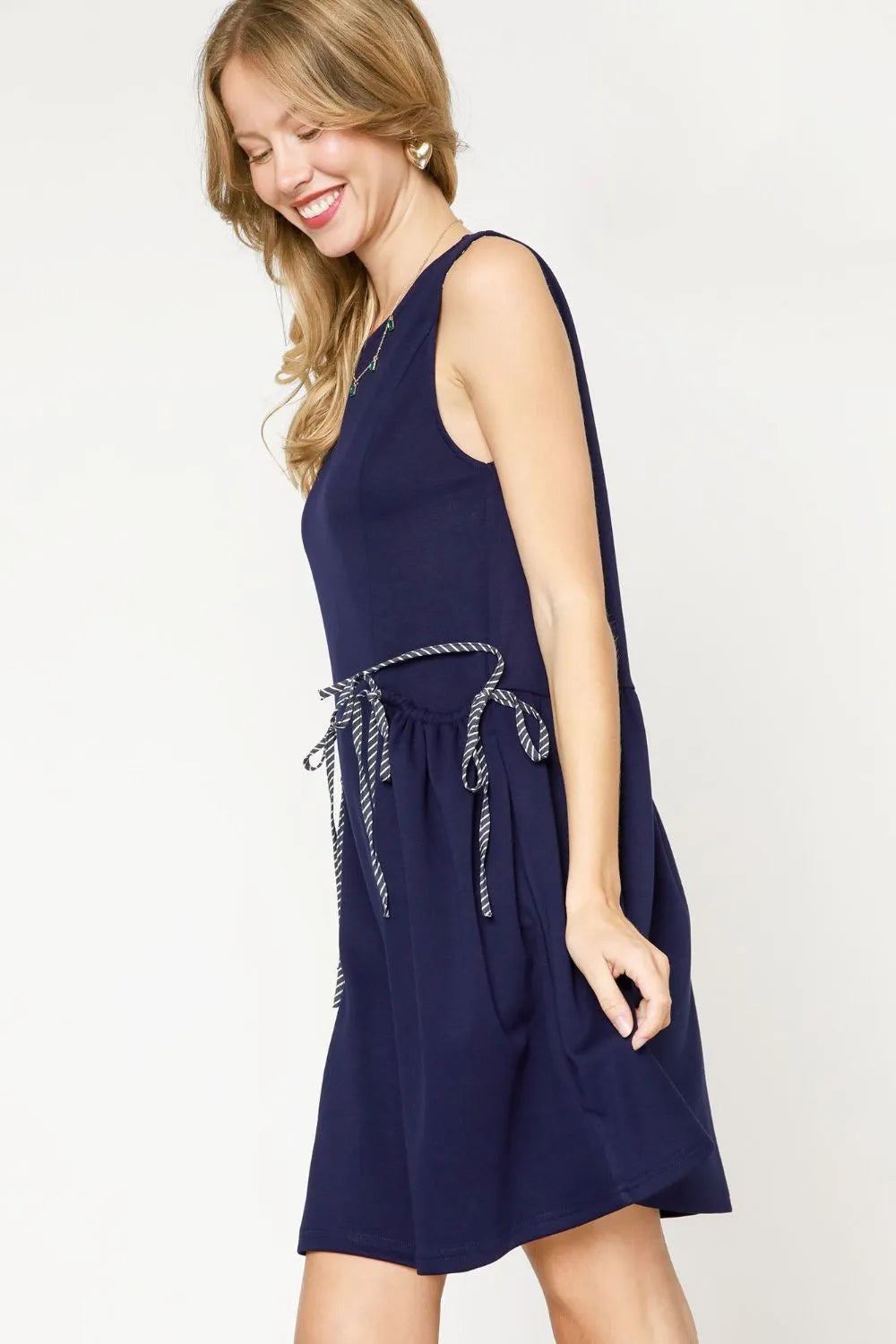 Umgee Tank Dress Navy Round Neck Sleeveless with Drawstring Pockets 1894e062-ad1c-4f58-9948-df2afb5cfdeb-Max-Origin Trendsi