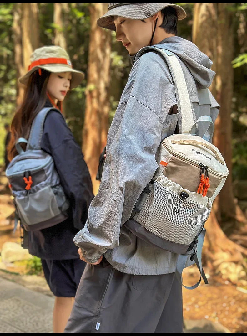 Hiking Backpack Nylon Lightweight Outdoor Travel Shoulder Bag Mesh Pocket